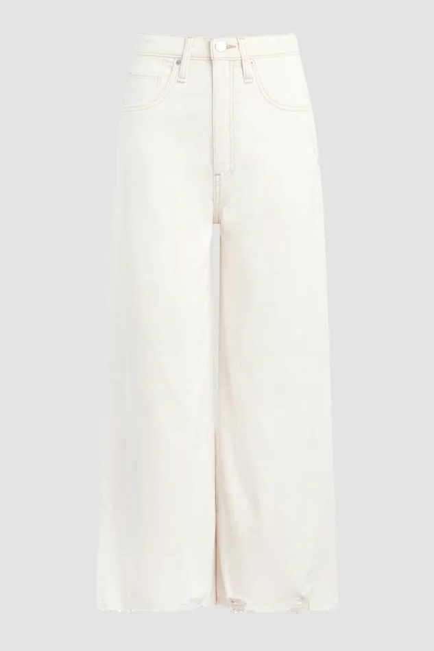 Hudson Jeans Wide Leg James HighRise Wide Leg Crop Jean Ecru Destructed Hem 8211 Women Hudson Jeans Wide Leg James HighRise Wide Leg Crop Jean Ecru Destructed Hem 8211 Women
