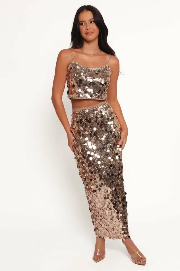 Hulu Sequin Skirt Set Rose Gold Matching Sets Petal and Pup Women