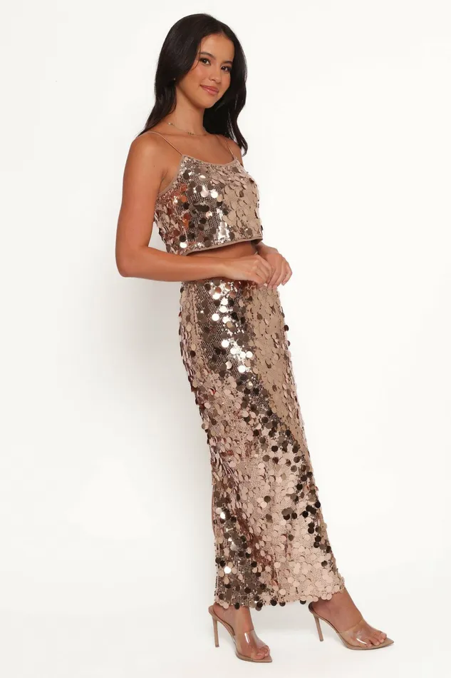 Hulu Sequin Skirt Set Rose Gold Matching Sets Petal and Pup Women