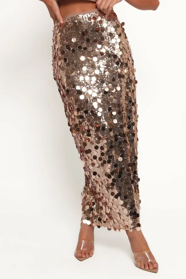 Hulu Sequin Skirt Set Rose Gold Matching Sets Petal and Pup Women