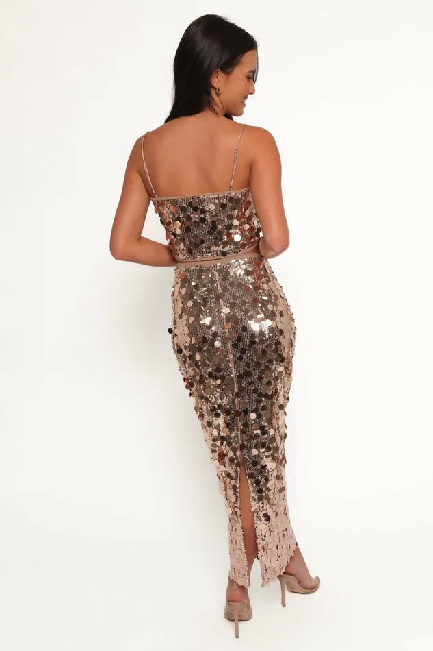 Hulu Sequin Skirt Set Rose Gold Matching Sets Petal and Pup Women