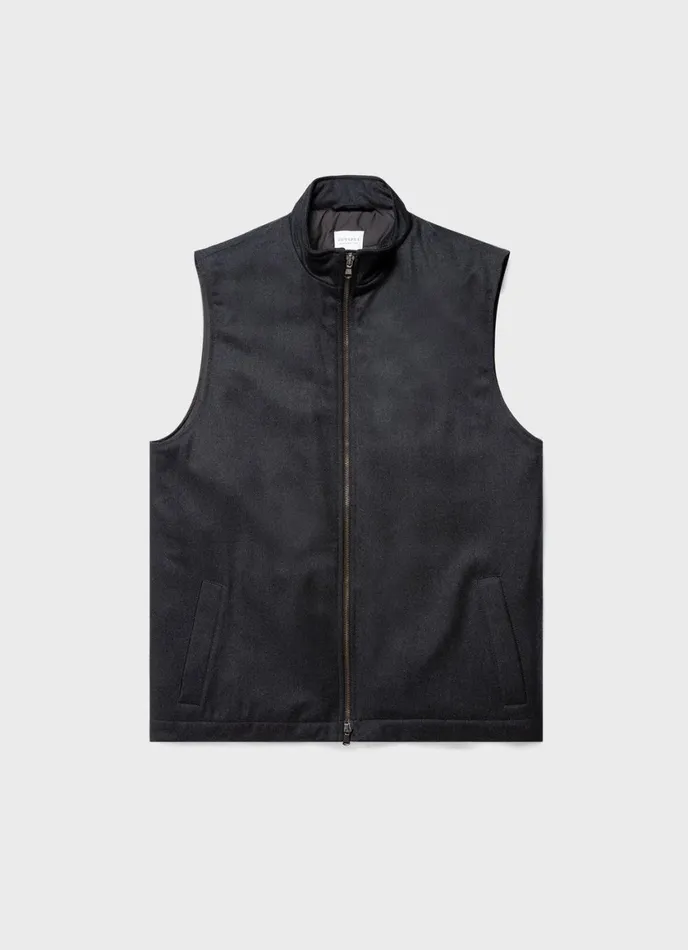 Insulated Wool Vest Charcoal Melange Men SUNSPEL Jackets and Coats