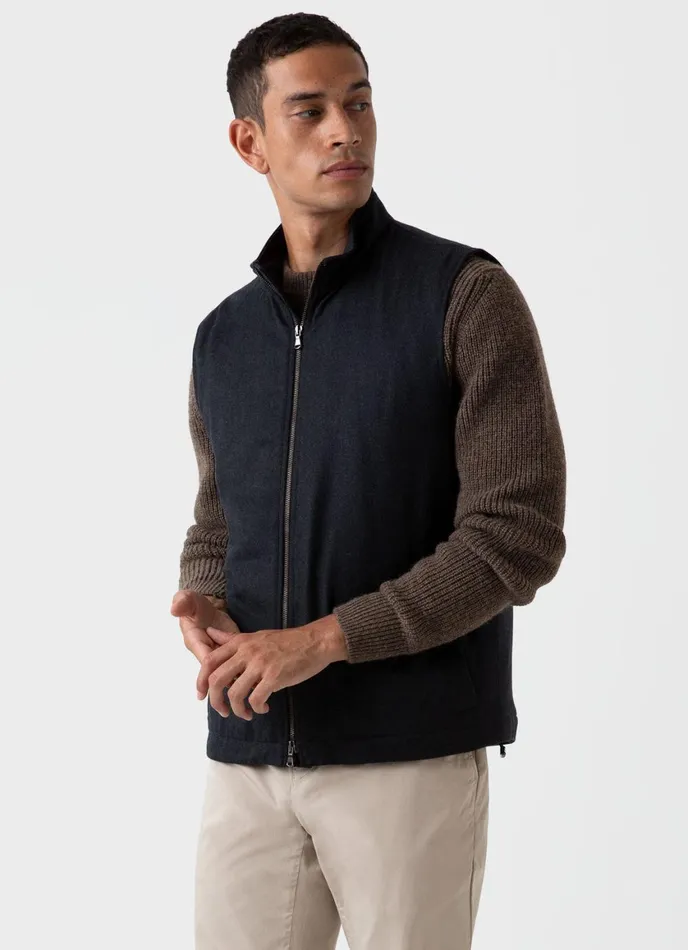 Insulated Wool Vest Charcoal Melange Men SUNSPEL Jackets and Coats