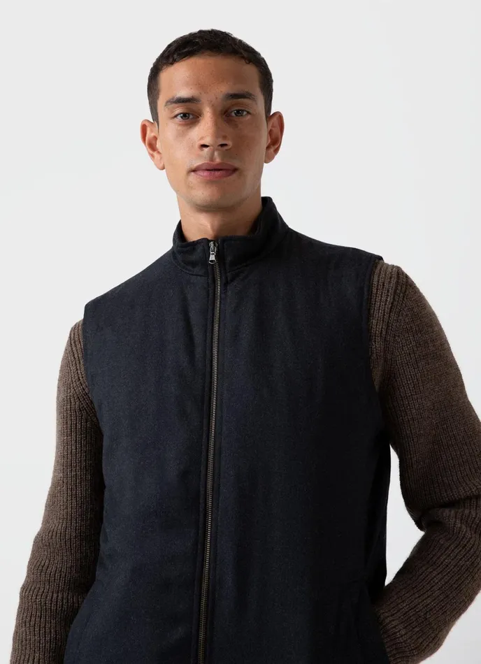 Insulated Wool Vest Charcoal Melange Men SUNSPEL Jackets and Coats