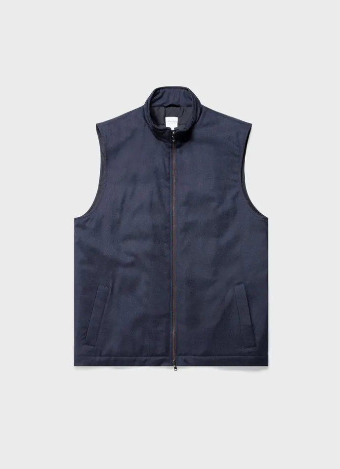 Insulated Wool Vest Navy Melange Men SUNSPEL Jackets and Coats