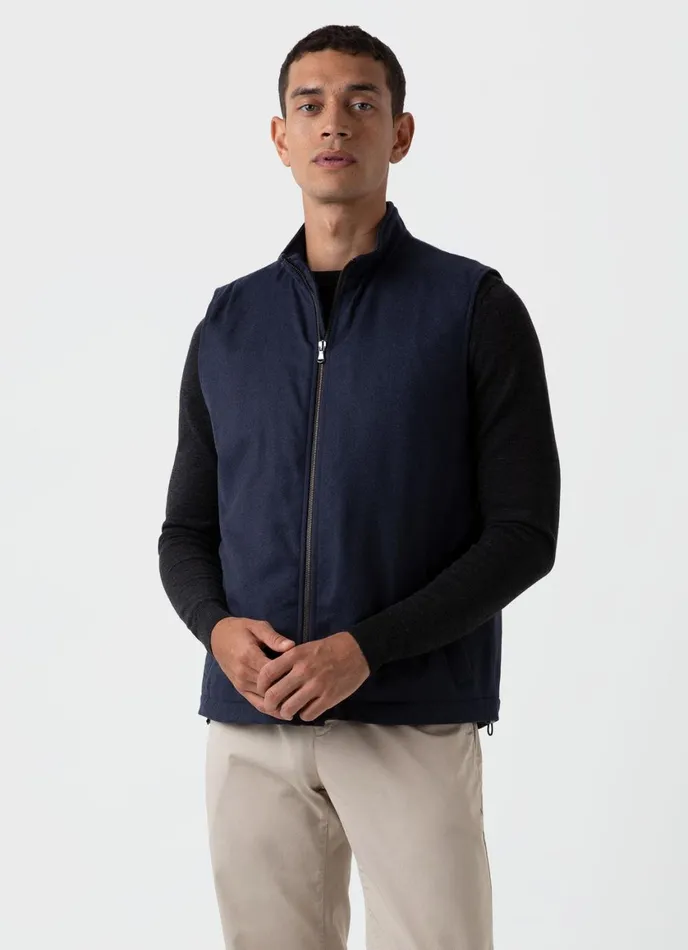 Insulated Wool Vest Navy Melange Men SUNSPEL Jackets and Coats
