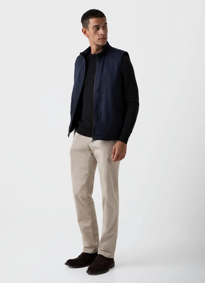 Insulated Wool Vest Navy Melange Men SUNSPEL Jackets and Coats