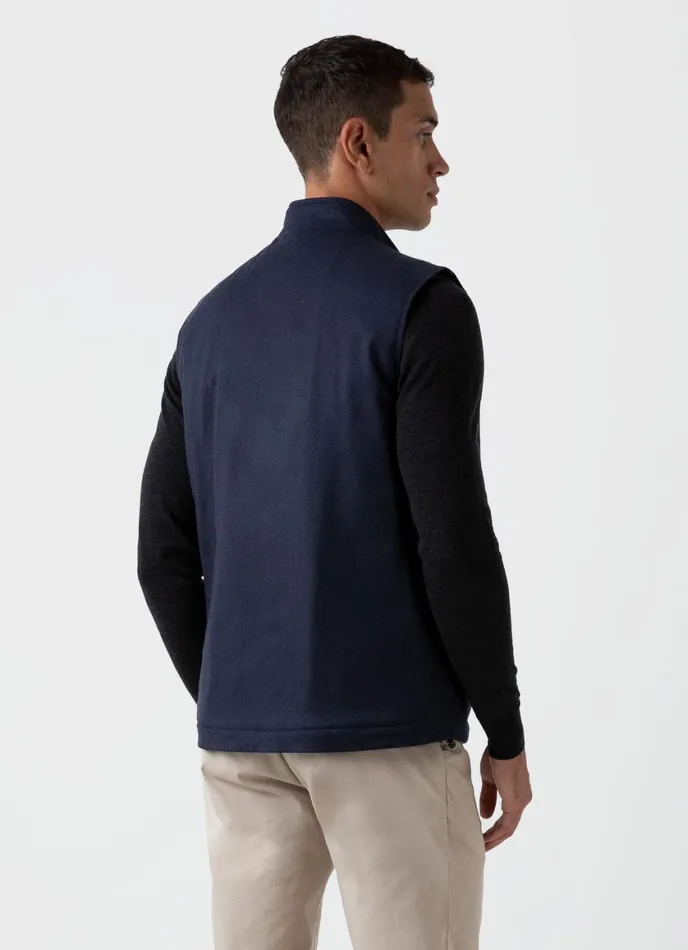 Insulated Wool Vest Navy Melange Men SUNSPEL Jackets and Coats
