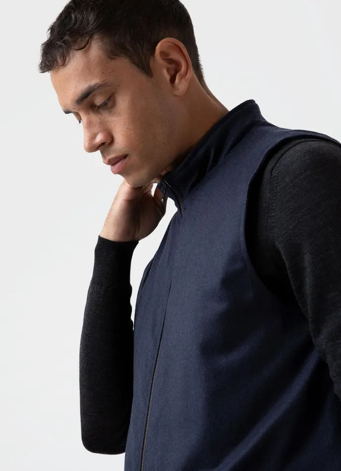 Insulated Wool Vest Navy Melange Men SUNSPEL Jackets and Coats