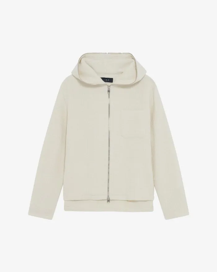 IRO AMAURY HOODED TWEED JACKET Ecru Men Jackets and Coats