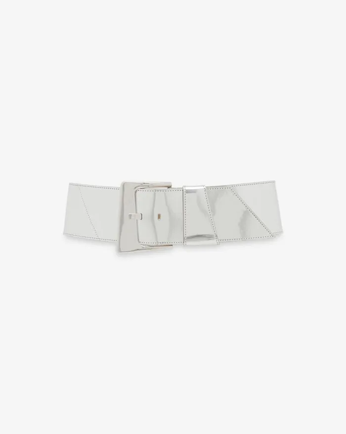 IRO ARA MIRROR OVERSIZED BELT IN SILVERTONED LEATHER Silver Women Belts