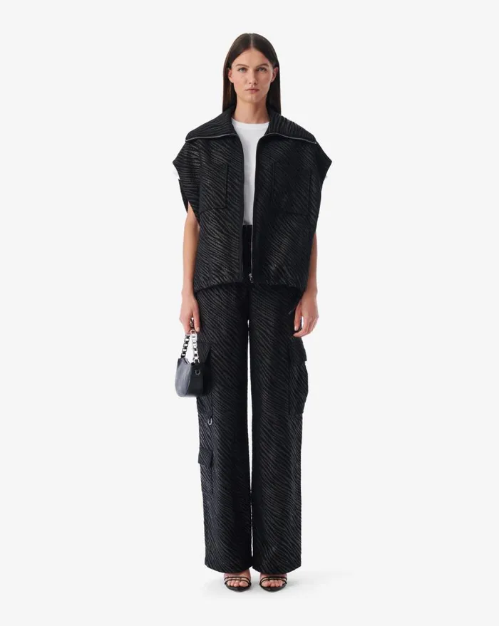 IRO ARONI ZEBRA PRINT CARGO PANTS Black Women Trousers