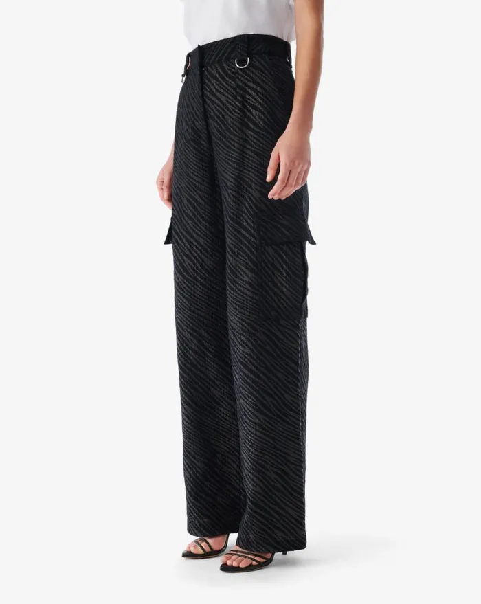 IRO ARONI ZEBRA PRINT CARGO PANTS Black Women Trousers