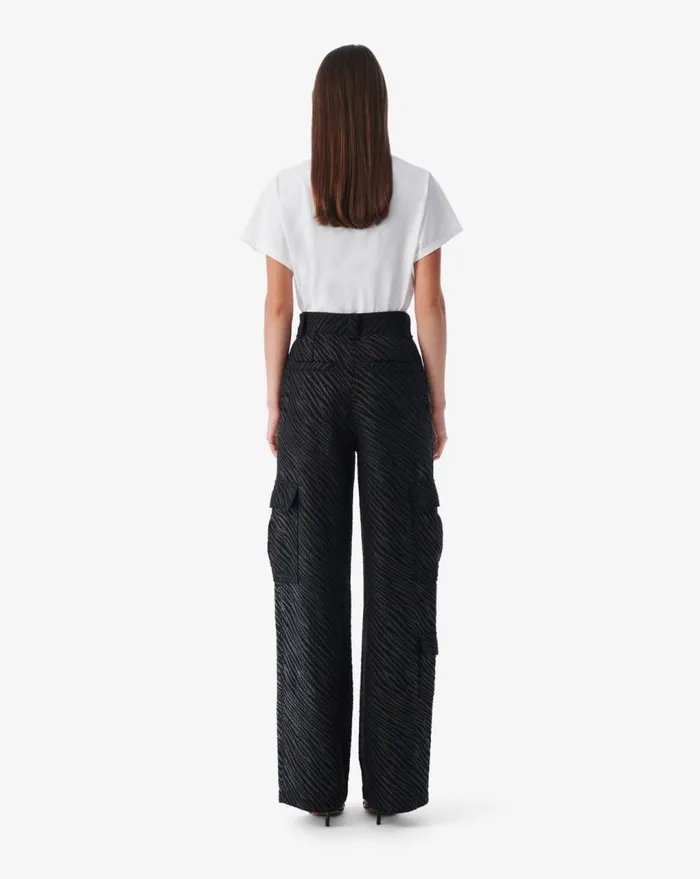 IRO ARONI ZEBRA PRINT CARGO PANTS Black Women Trousers