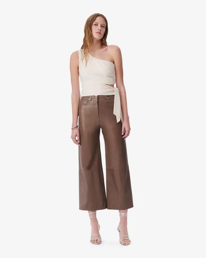 IRO BAKI WIDE LEATHER PANTS Black Women Trousers