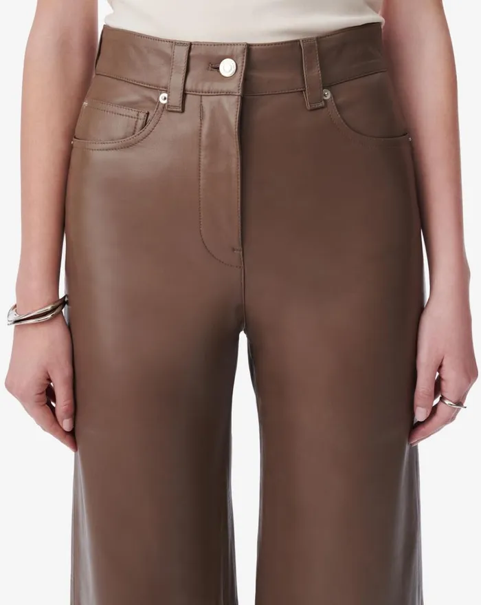 IRO BAKI WIDE LEATHER PANTS Black Women Trousers