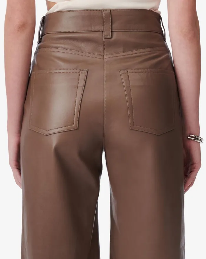 IRO BAKI WIDE LEATHER PANTS Black Women Trousers