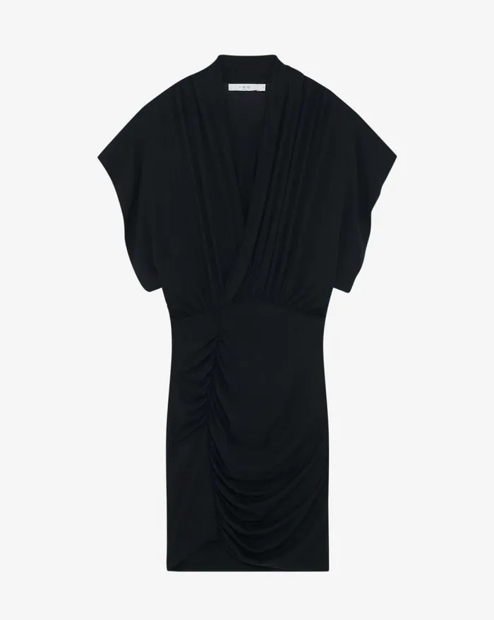 IRO BERTILLE JERSEY VNECK MINI DRESS Black Women Dresses