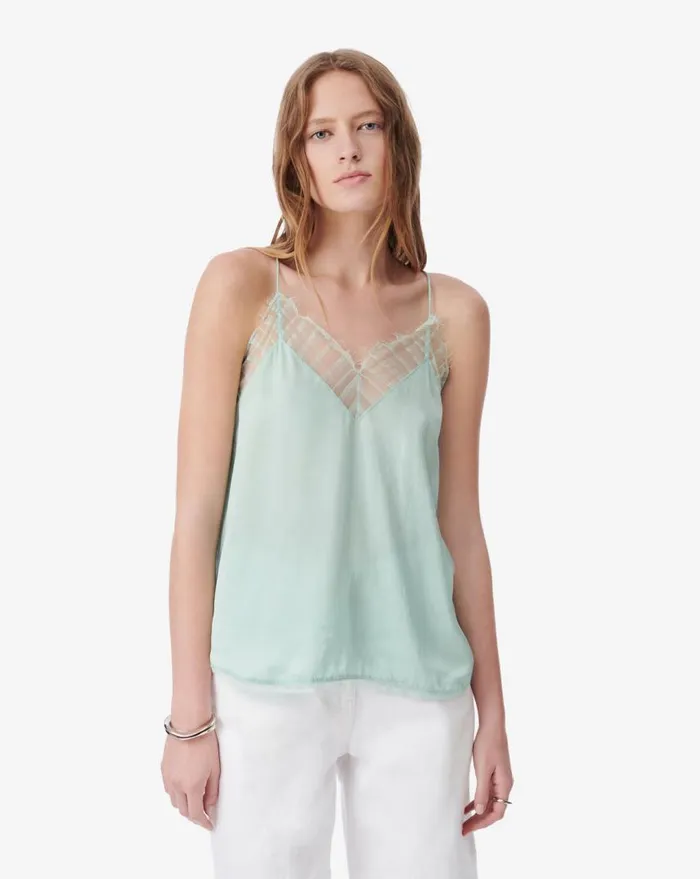IRO BERWYN SILK CAMI Aqua Women Tops and Shirts