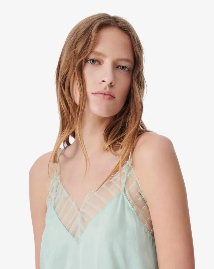 IRO BERWYN SILK CAMI Aqua Women Tops and Shirts