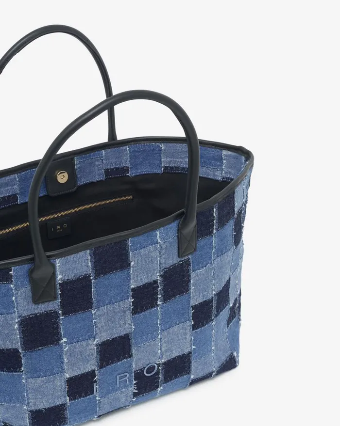 IRO CABIRO PATCHWORK LARGE DENIM CANVAS TOTE BAG Patchwork Denim Women Bags