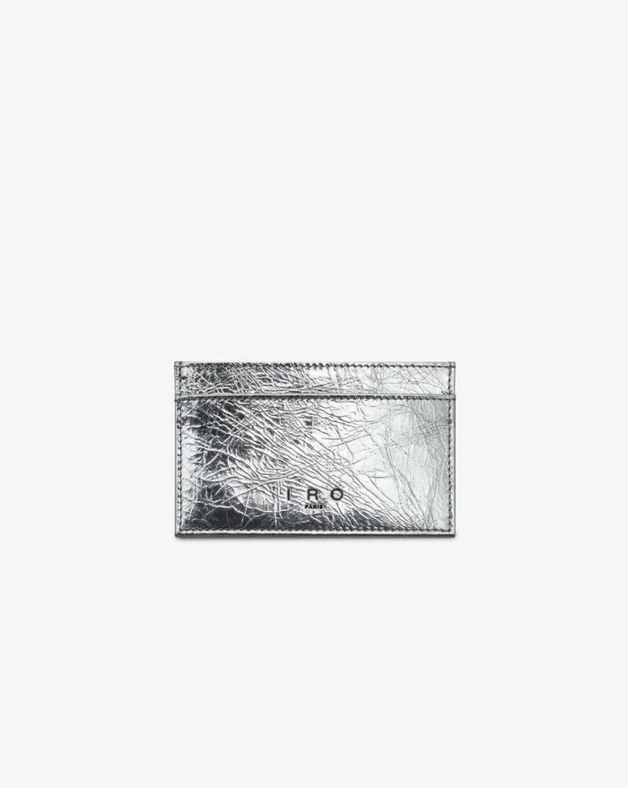 IRO CARDI SILVER LEATHER CARDHOLDER Silver Women Bags