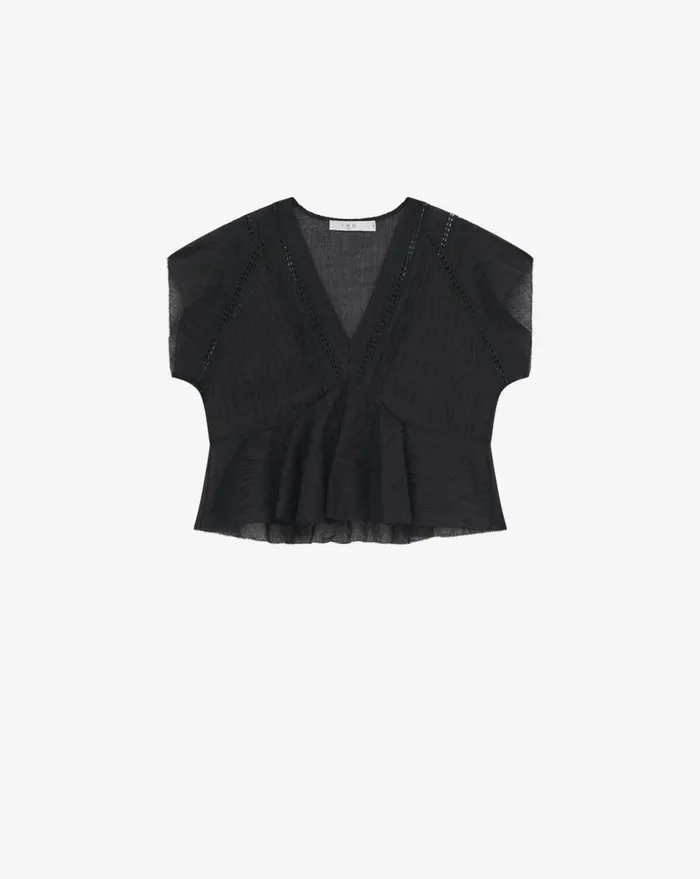 IRO DARILA RUFFLED VNECK CROP TOP Black Women Tops and Shirts