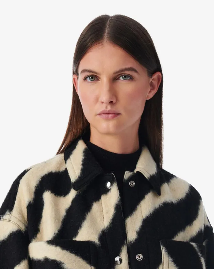 IRO EDWINA LONG ZEBRA PATTERN JACKET Pink Beige Women Jackets and Coats