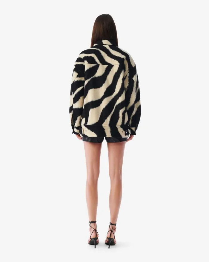 IRO EDWINA LONG ZEBRA PATTERN JACKET Pink Beige Women Jackets and Coats