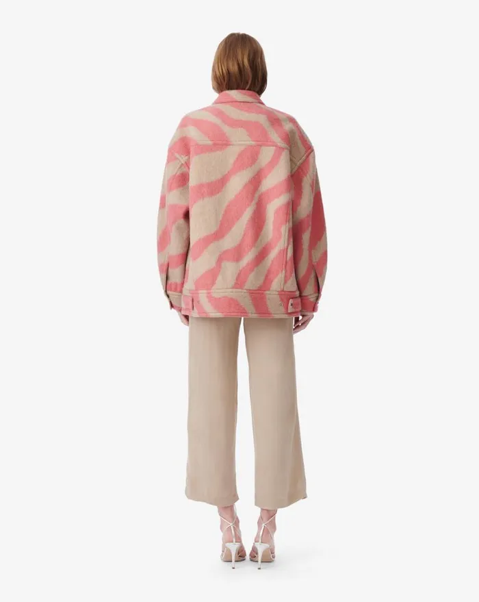 IRO EDWINA LONG ZEBRA PATTERN JACKET Pink Beige Women Jackets and Coats