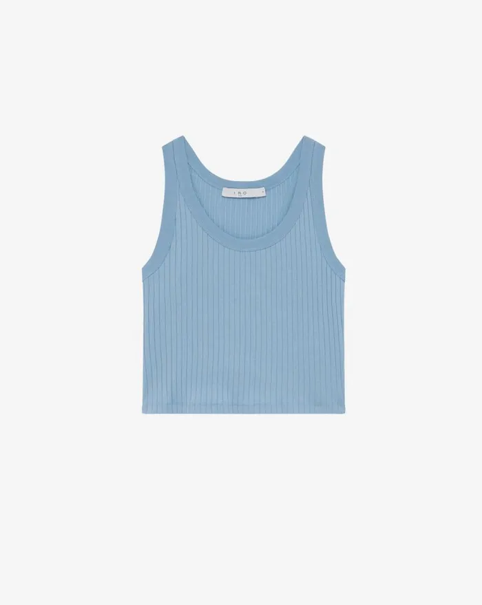 IRO EMMA CROPPED RIBBED TANK TOP Black Women Tshirts