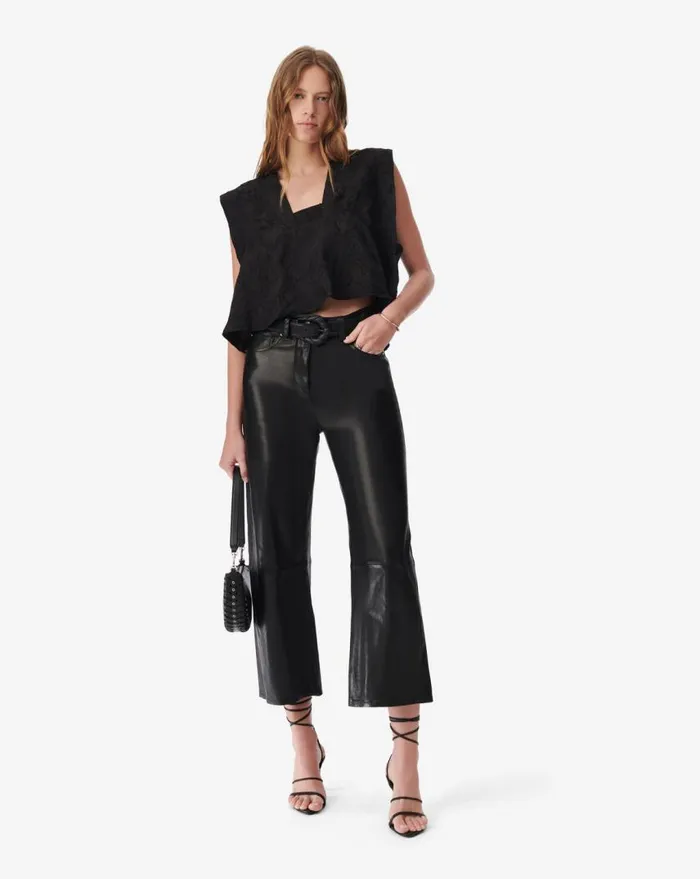 IRO FLORENA JACQUARD VNECK TOP Black Women Tops and Shirts