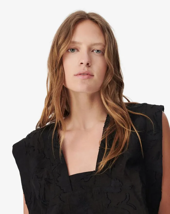 IRO FLORENA JACQUARD VNECK TOP Black Women Tops and Shirts