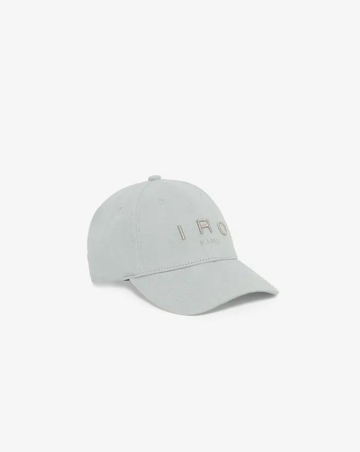 IRO GREB EMBROIDERED CAP Dark Used Denim White Women Hats