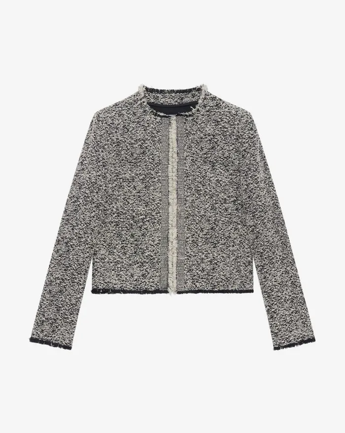 IRO HAZELA FRINGED TWEED JACKET Blackecru Women Jackets and Coats