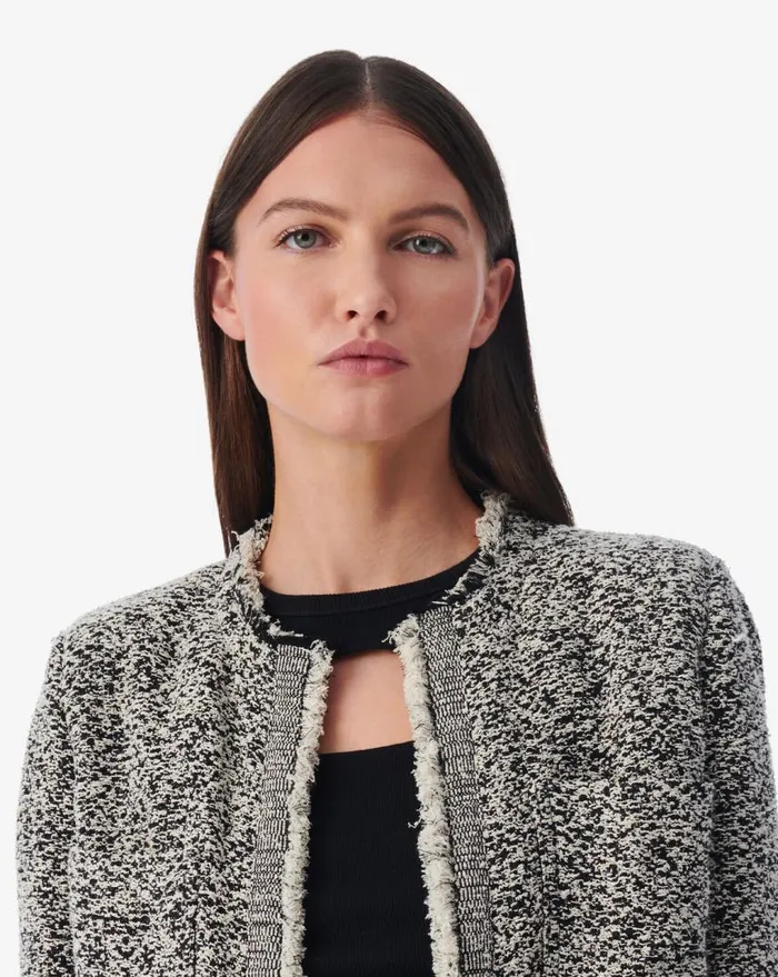 IRO HAZELA FRINGED TWEED JACKET Blackecru Women Jackets and Coats