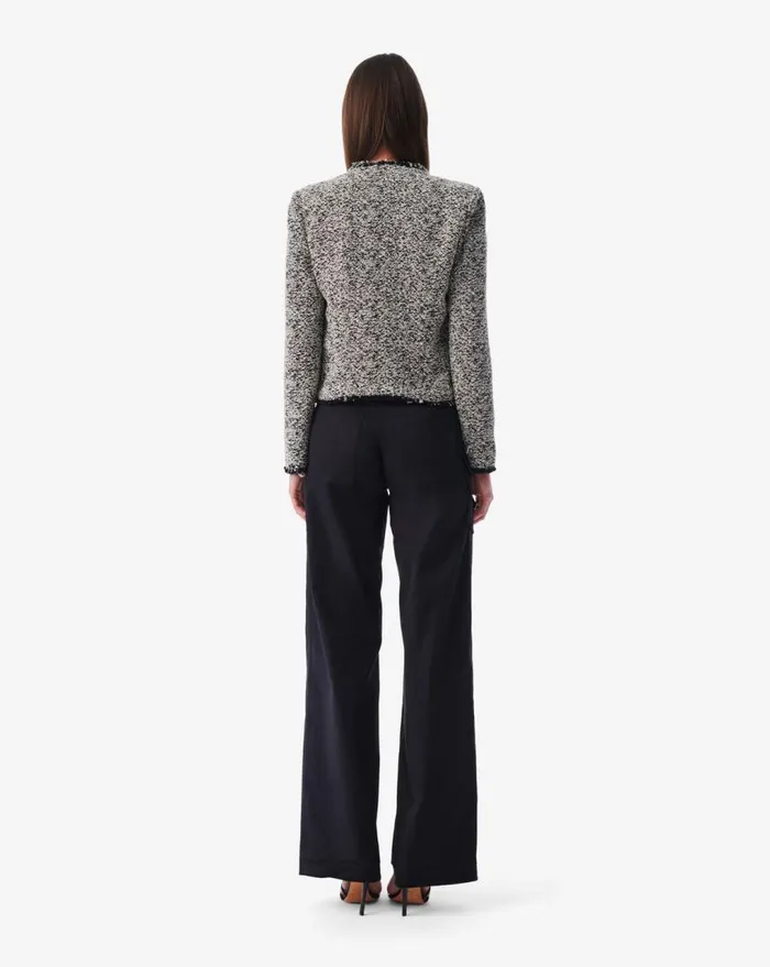 IRO HAZELA FRINGED TWEED JACKET Blackecru Women Jackets and Coats