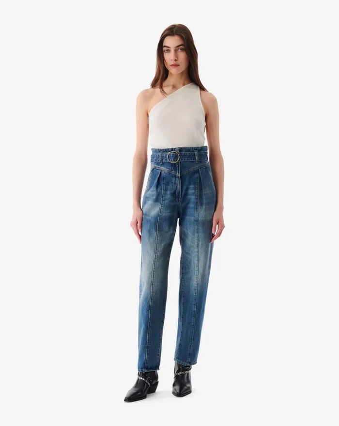 IRO INDIO BELTED CARROT CUT JEANS Mid Blue Used Women Jeans