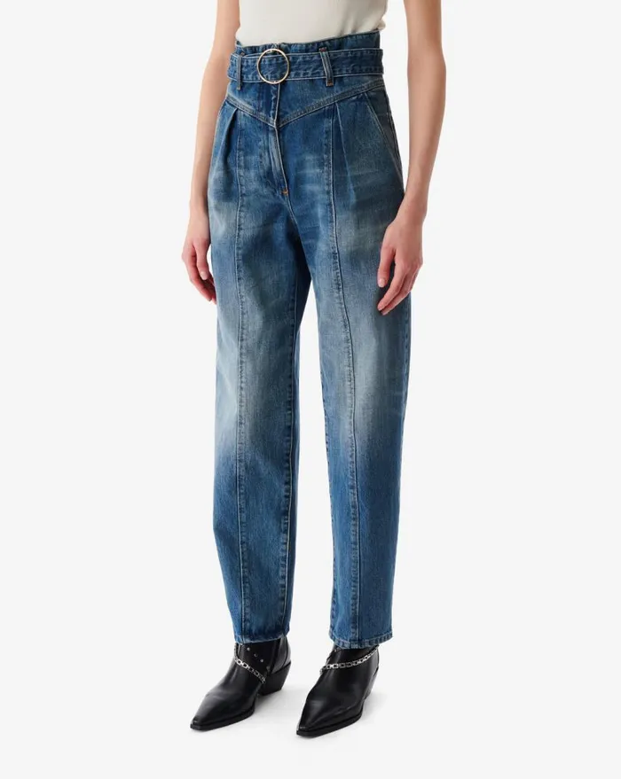 IRO INDIO BELTED CARROT CUT JEANS Mid Blue Used Women Jeans