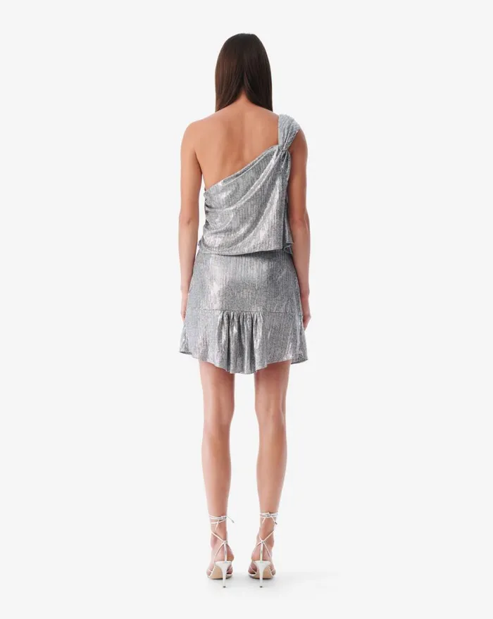 IRO ISAURE ASYMMETRICAL LUREX JERSEY TOP Grey Lurex Women Tops and Shirts