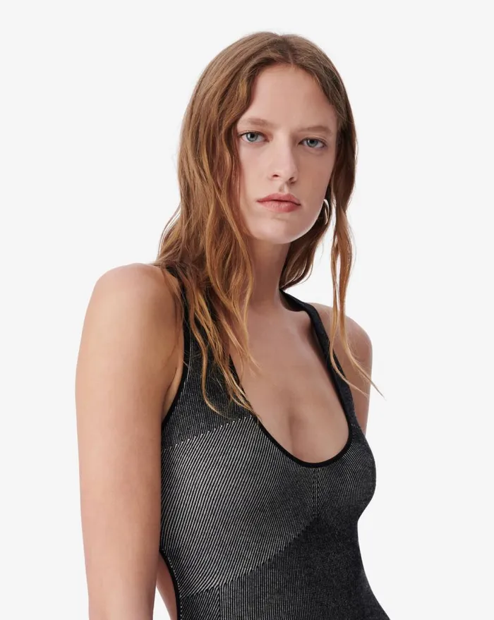 IRO KITZY CROSS BACK KNIT DRESS Blackwhite Women Dresses