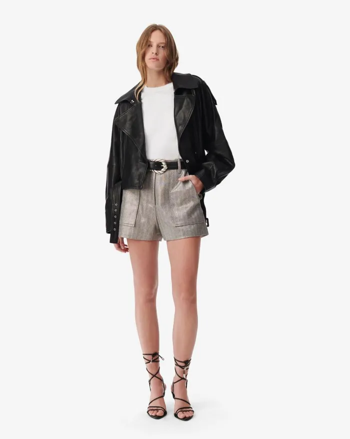 IRO MARCELINE SHORTS Ecrublack Laminated Women Shorts and Skirts