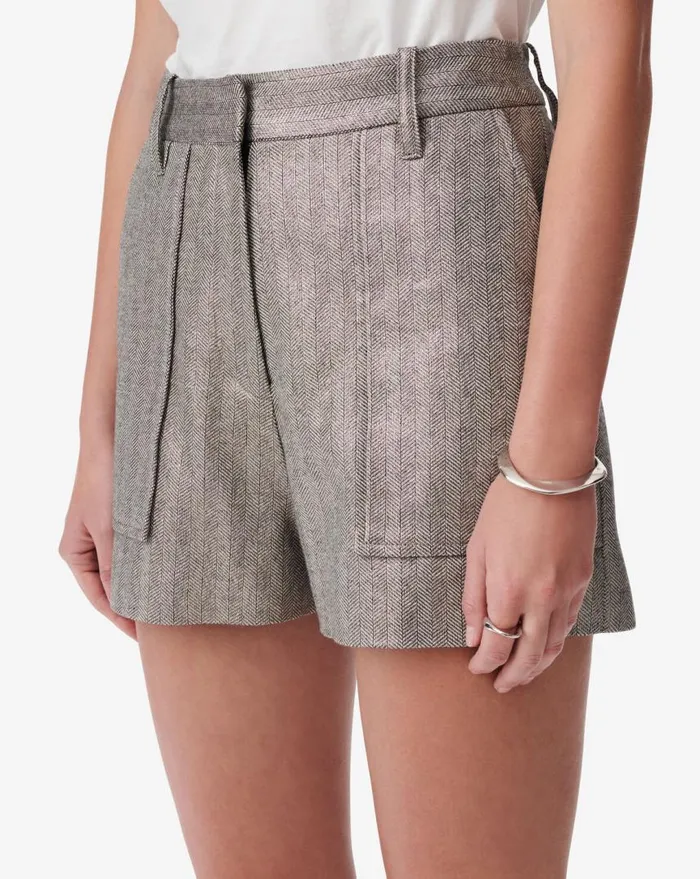 IRO MARCELINE SHORTS Ecrublack Laminated Women Shorts and Skirts