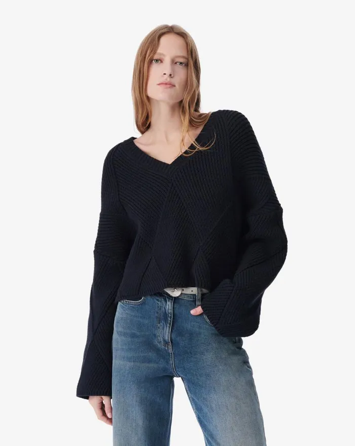 IRO OBELINE DIAMOND STITCH SWEATER Black Women Knits
