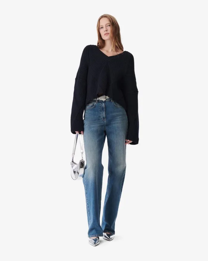 IRO OBELINE DIAMOND STITCH SWEATER Black Women Knits