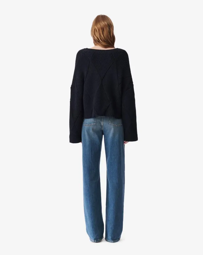 IRO OBELINE DIAMOND STITCH SWEATER Black Women Knits