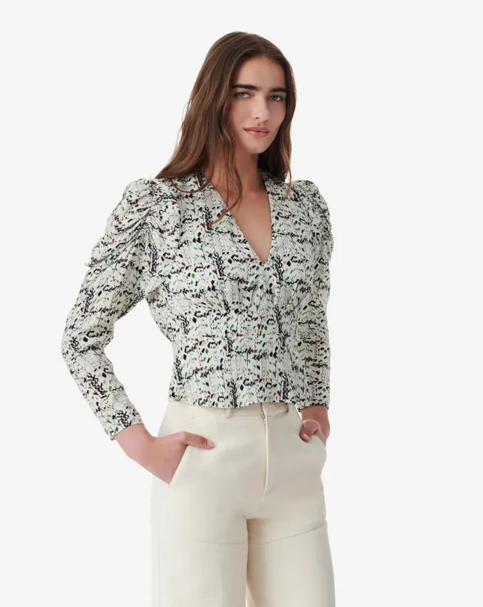 IRO RALU SILK PRINT TOP Multico White Women Tops and Shirts