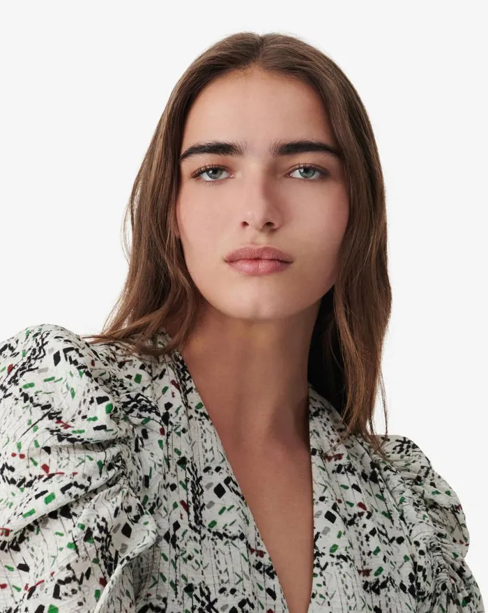 IRO RALU SILK PRINT TOP Multico White Women Tops and Shirts