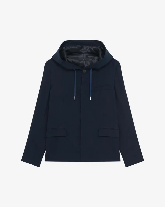 IRO RIDLEY HOODED JACKET Dark Navy Men Jackets and Coats