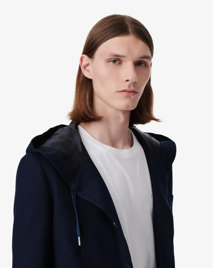 IRO RIDLEY HOODED JACKET Dark Navy Men Jackets and Coats